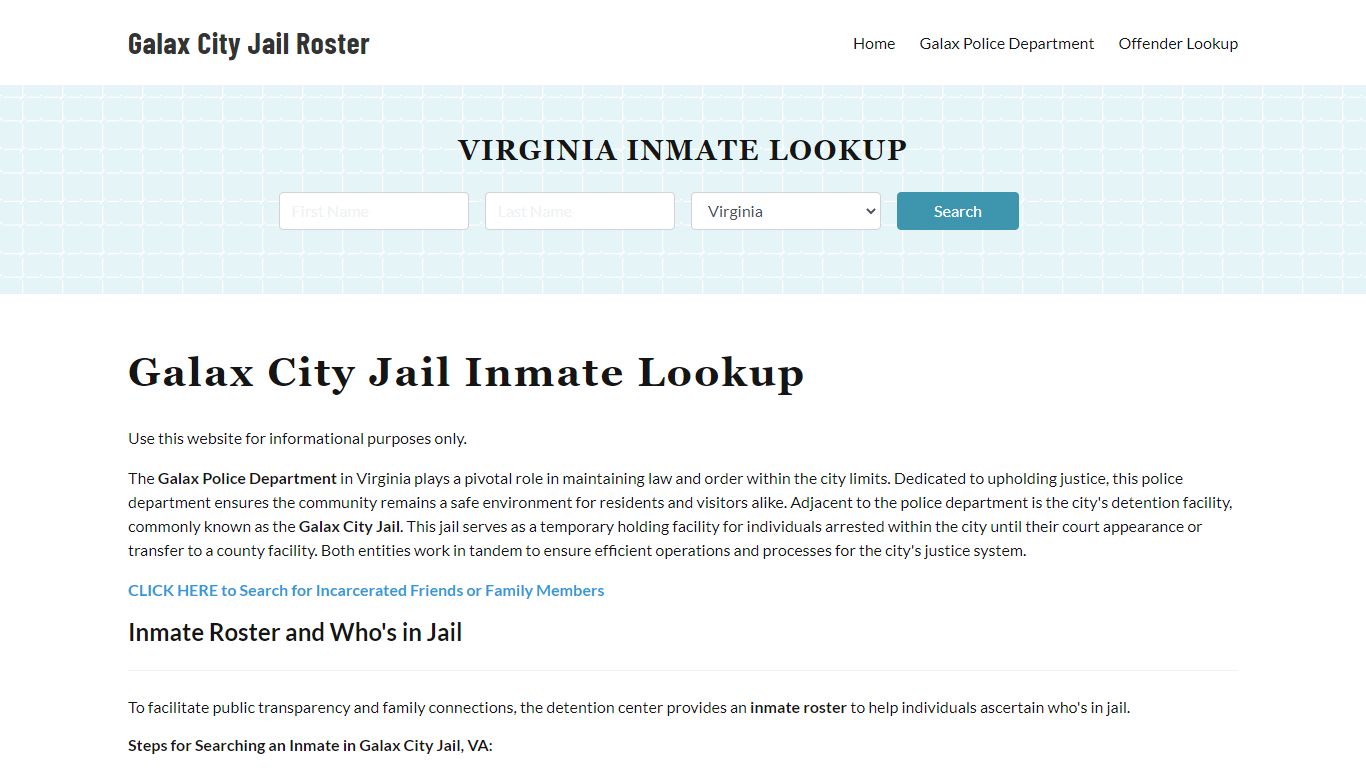 Galax City Jail, VA Inmate Search, Jail Roster, Bookings