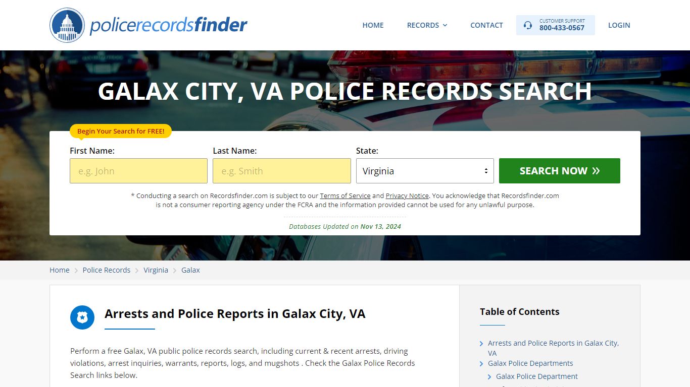 GALAX CITY, VA POLICE RECORDS SEARCH - Recordsfinder.com